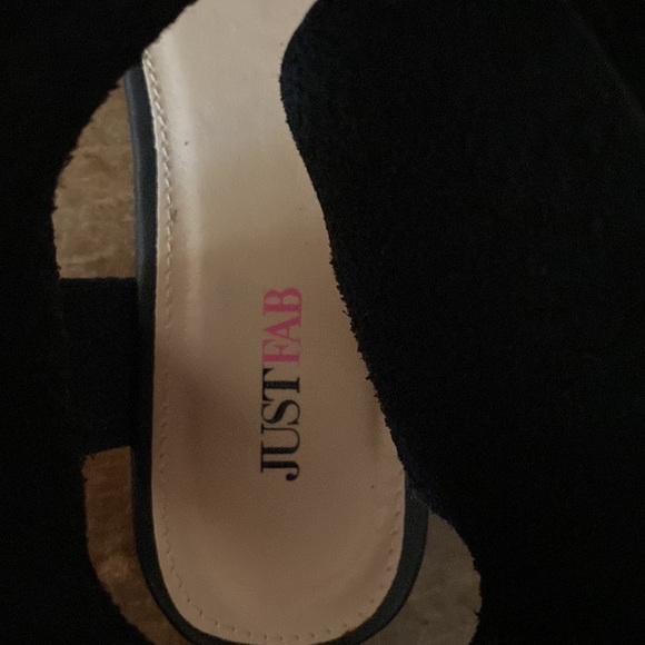 JUST Fab black and animal print gladiator sandals - Picture 7 of 9